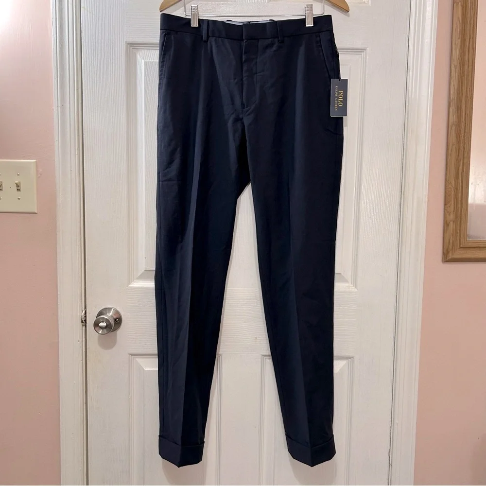 POLO Ralph Lauren Men's Flat Front Cuffed Pants Navy Size 32X33